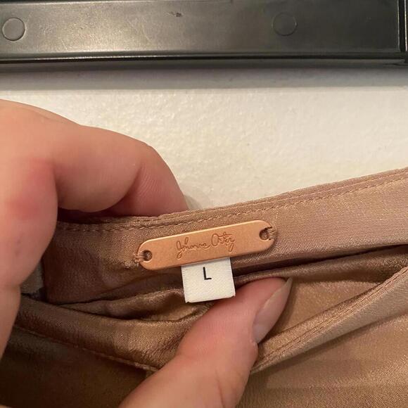 JOHANNA ORTIZ beige champagne satin maxi slip skirt sz L - Picture 5 of 7